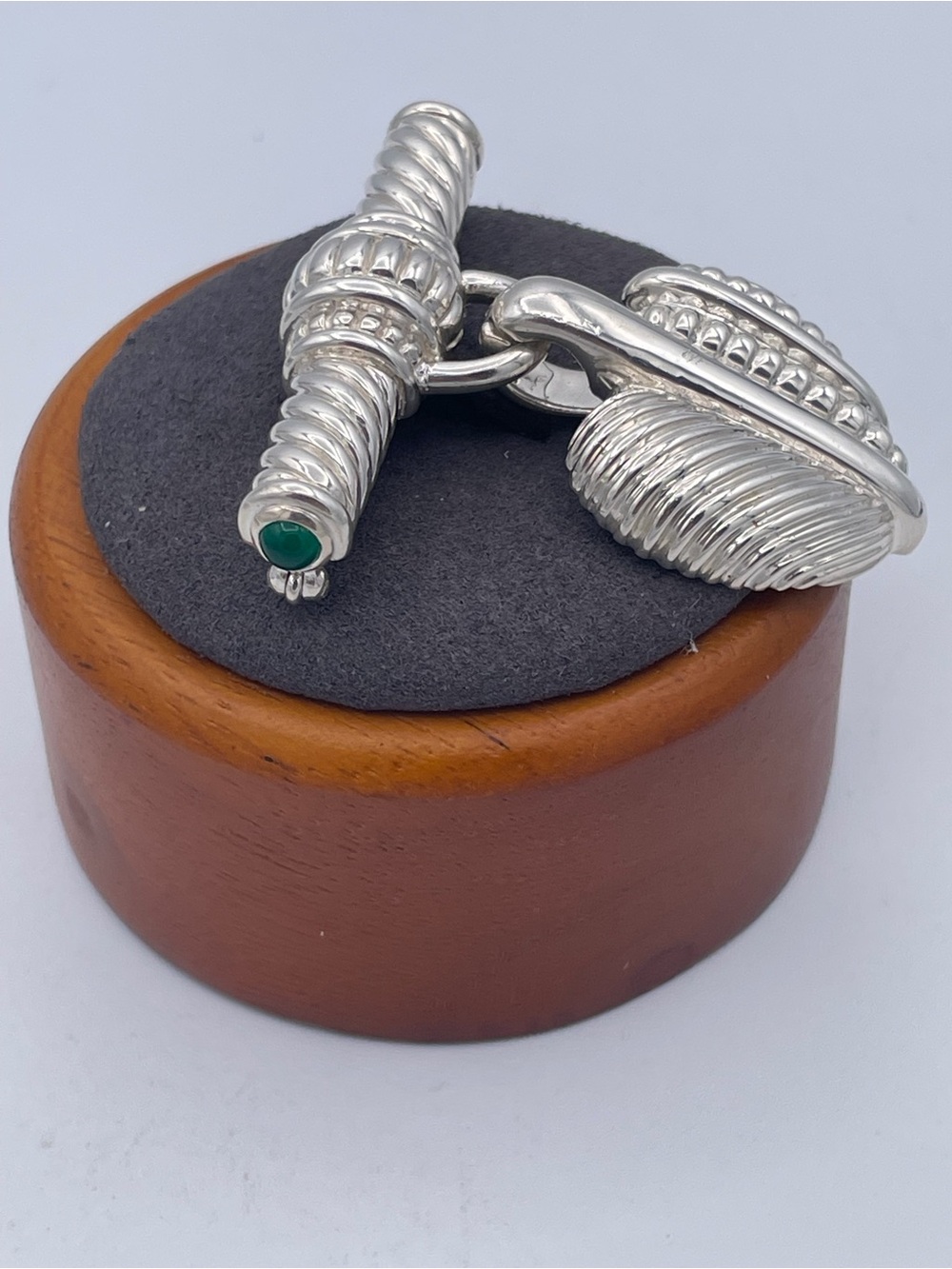 Judith Ripka Sterling Silver 925 Heart Brooch Pendant Green Chalcedony Thailand - Picture 7 of 11